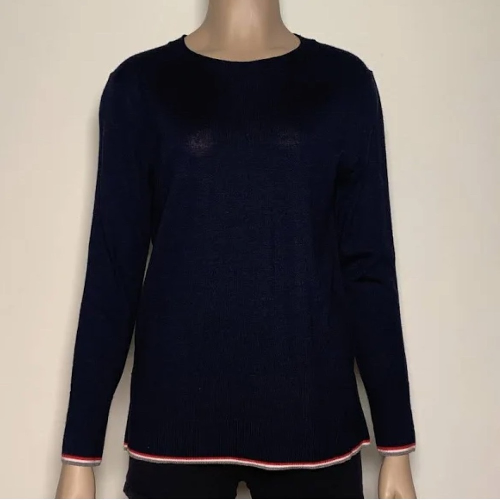 Banana Republic| Navy | Long Sleeve Sweater with Red Trim | Sz M